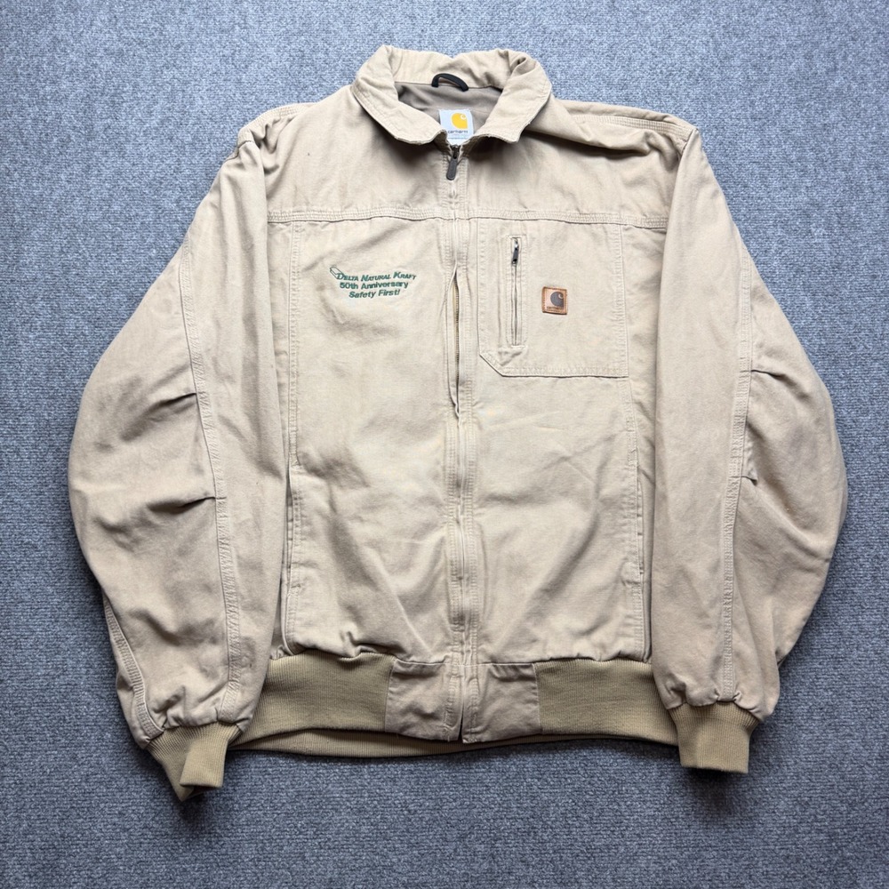 Carhartt J163 GKH Santa Fe Jacket Mens 2XL Tall Khaki Tan Duck Canvas Quilted